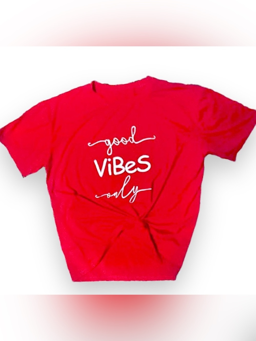 Good Vibes Only Graphic Tee - Red Short Sleeve Top,XL